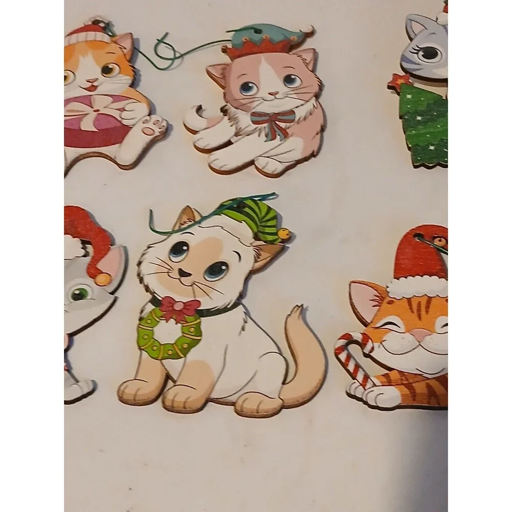 32 Christmas Cat  Kitten Ornaments Chunful Ornaments  Wooden Hanging Tree